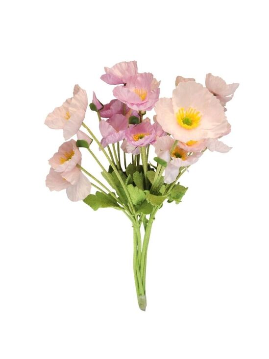 Other - Pink Lavender Artificial Poppy Bouquet 24 Inch Faux Flowers Cottage Home Decor